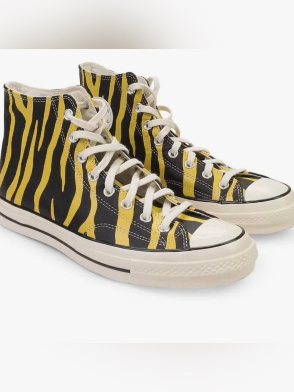 Converse 70 High-Top Sneakers in Yellow/Black Tiger/zebra  Stripe leather